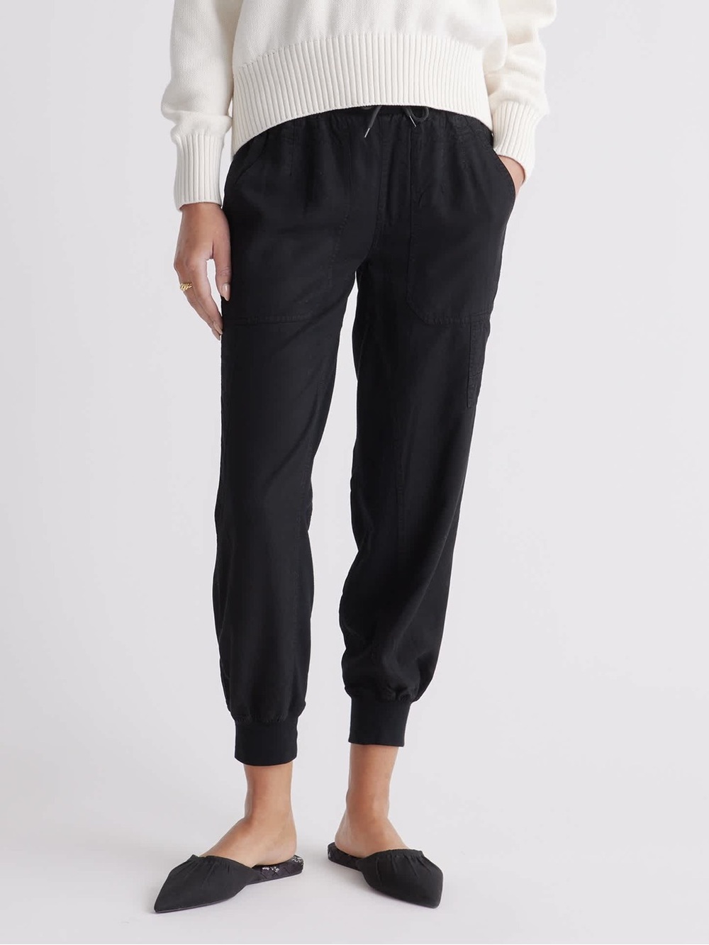 Quince Vintage Wash Tencel Utility Jogger Black Womens Medium